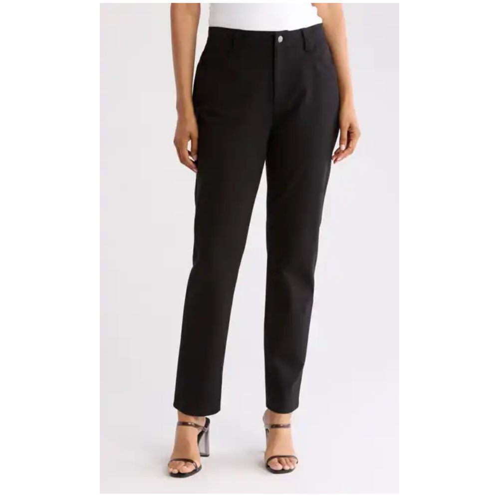 Eileen Fisher Black, high waisted, cotton tapered ankle‎ pant size small